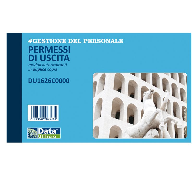 Blocco permessi di uscita - 50/50 copie autoricalcanti - 10 x 16,8 cm - DU1626C0000 - Data Ufficio DATA UFFICIO Blocco permessi di uscita - 50/50 copie autoricalcanti - 10 x 16,8 cm - DU1626C0000 - Data Ufficio DATA UFFICIO