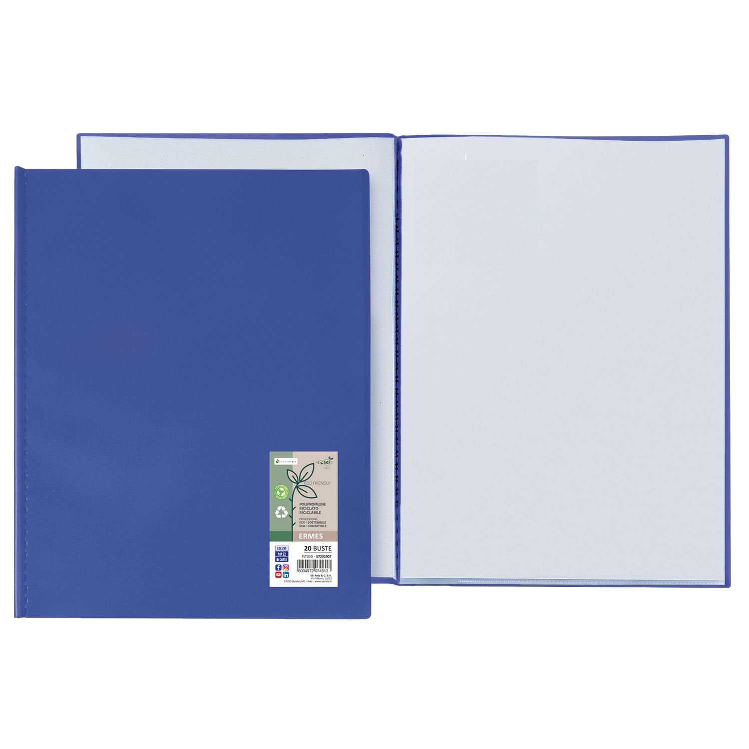 Portalistini Ermes - PP riciclato - 22 x 30 cm - 20 buste - blu - Sei Rota SEI ROTA