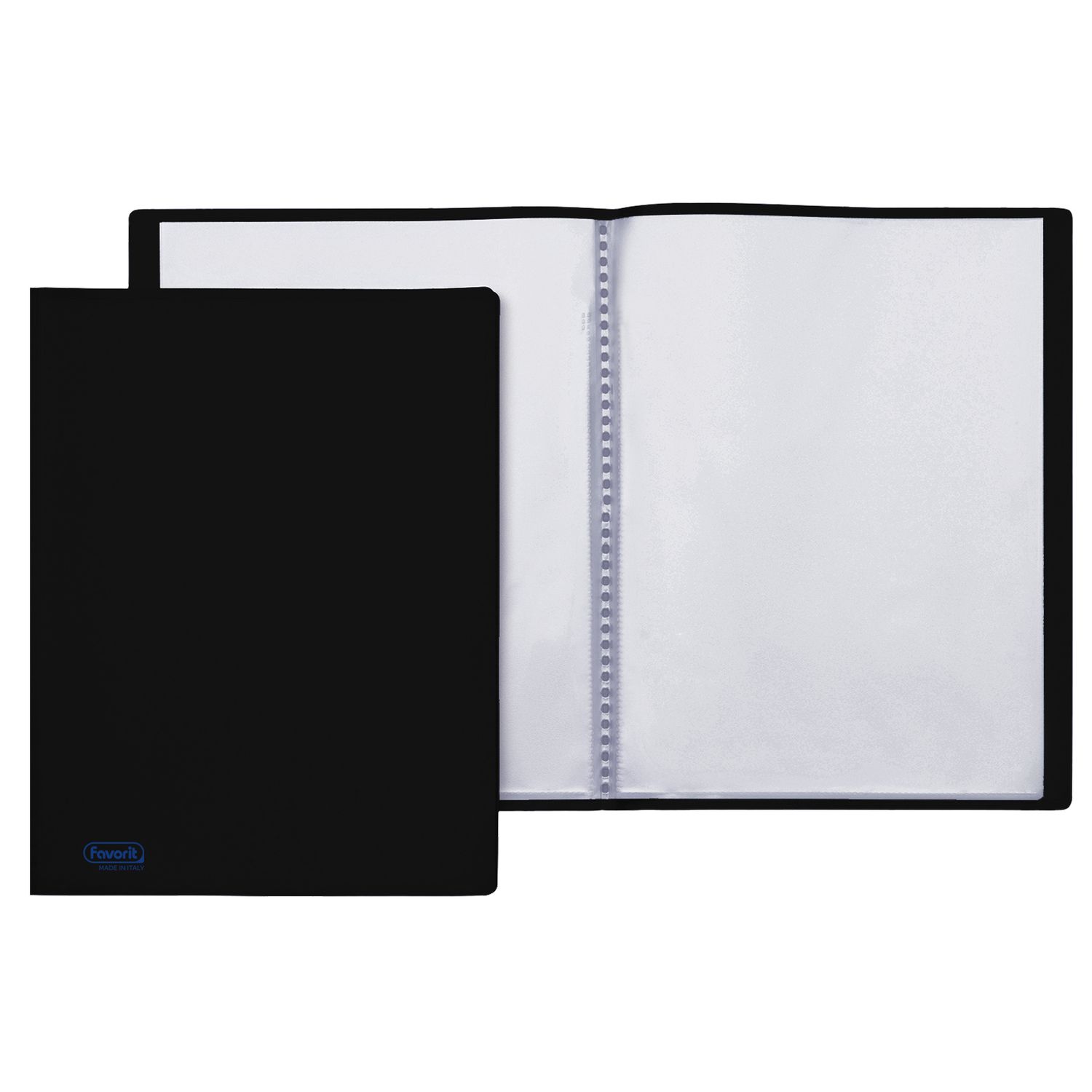 Portalistini Sviluppo - liscio - PP - 22 x 30 cm - 20 buste - nero - Favorit FAVORIT