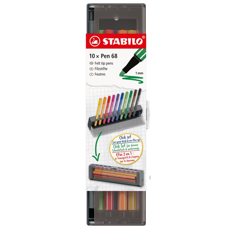 Click set Pen 68 - tratto 1.0 mm - colori assortiti - Stabilo - conf. 10 pezzi STABILO
