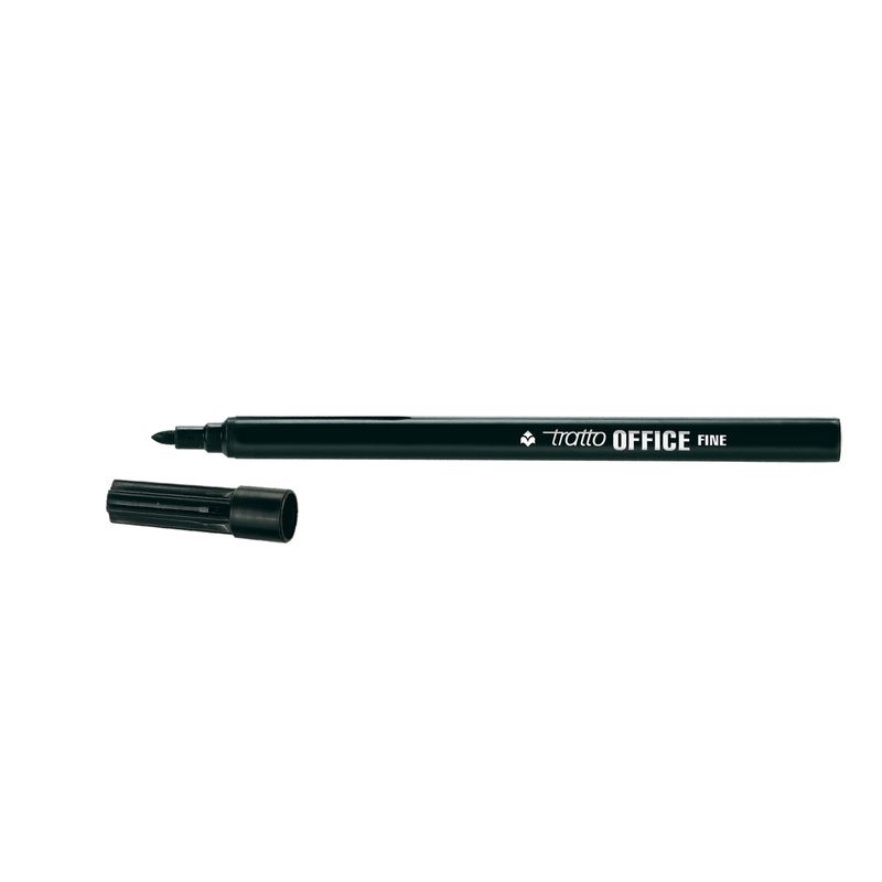 Pennarelli Office - punta feltro - punta fine - tratto 0,7 mm - nero - Tratto - conf. 12 pezzi TRATTO