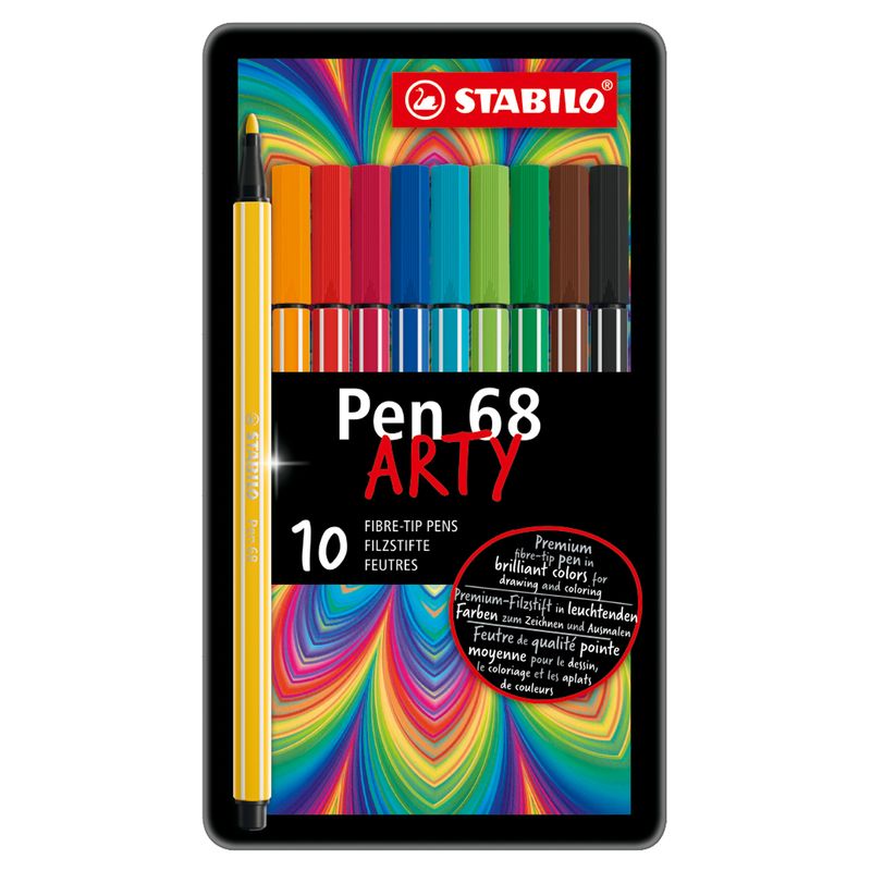 Pennarelli Pen 68 - colori assortiti - Stabilo - scatola in metallo 10 pezzi STABILO