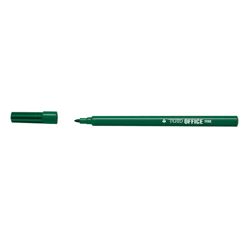 Pennarelli Office - punta feltro - punta fine -  tratto 0,7 mm - verde - Tratto - conf. 12 pezzi TRATTO