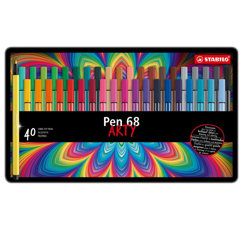 Pennarelli Pen 68 - colori assortii - Stabilo - scatola in metallo 40 pezzi STABILO