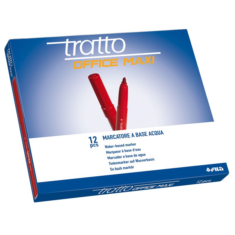 Pennarelli Office punta feltro - punta maxi - tratto 0,80-2,00mm - rosso  - Tratto - conf. 12 pezzi TRATTO