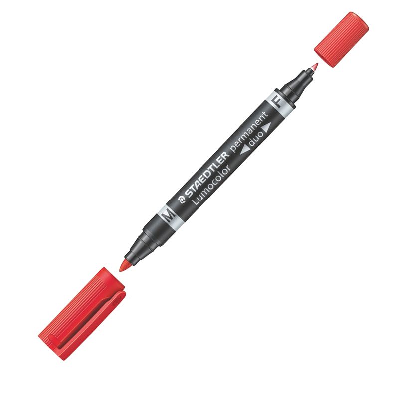 Pennarello Lumocolor Permanent Duo 348 punta feltro - punta 0,6mm e 1,5mm - rosso - Staedtler STAEDTLER