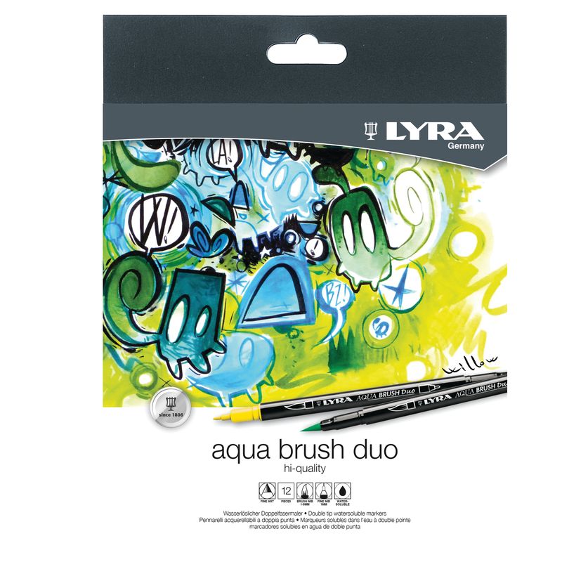 Pennarelli Aqua Brush Duo - punte 2,00 - 4,00 mm - Lyra - astuccio 12 pezzi LYRA