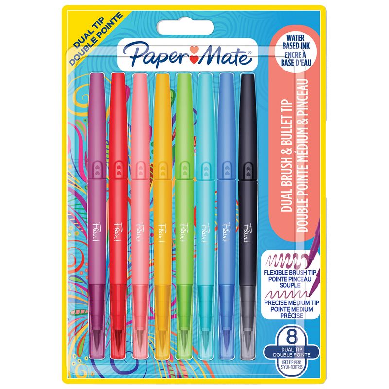 Pennarello Flair Dual Tip - colori assortiti - Papermate - conf. 8 pezzi PAPERMATE