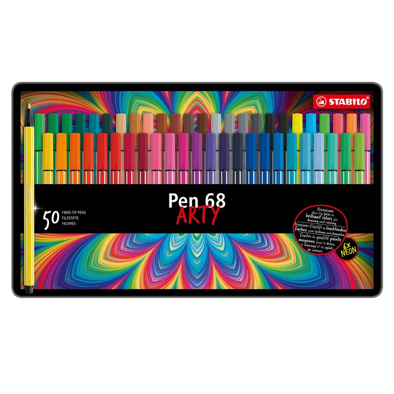 Pennarelli Pen 68 - colori assortiti - Stabilo - scatola in metallo 50 pezzi STABILO