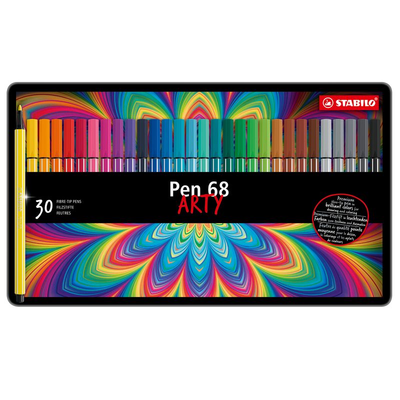 Pennarelli Pen 68 - colori assortiti - Stabilo - scatola in metallo 30 pezzi STABILO