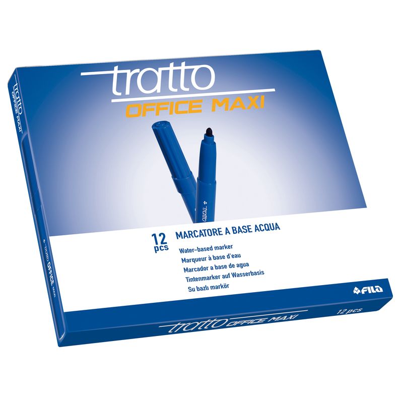 Pennarelli Office punta feltro - punta maxi - tratto 0,80-2,00mm - blu  - Tratto - conf. 12 pezzi TRATTO