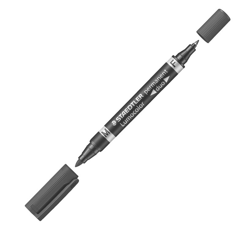 Pennarello Lumocolor Permanent Duo 348 punta feltro - punta 0,6mm e 1,5mm - nero - Staedtler STAEDTLER
