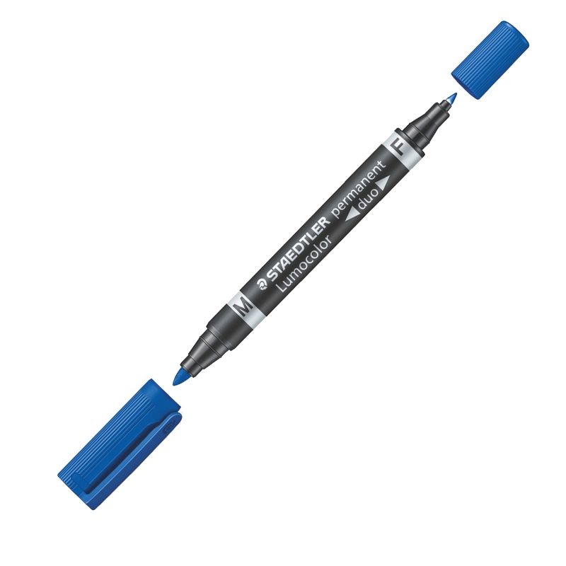 Pennarello Lumocolor Permanent Duo 348 punta feltro - punta 0,6mm e 1,5mm - blu - Staedtler STAEDTLER