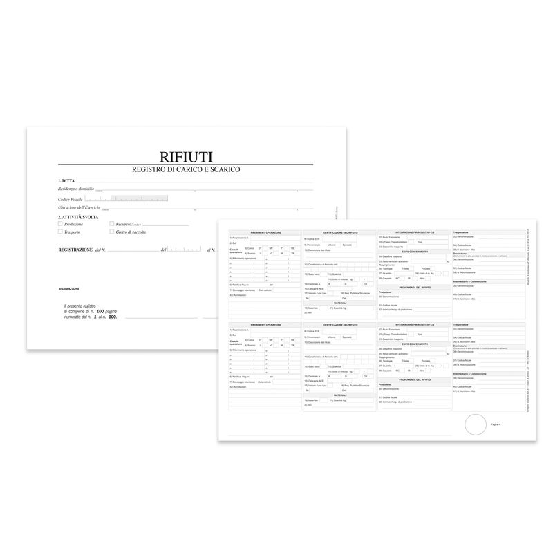 Registro carico/scarico rifiuti - 100 copie - 29,7 x 21,5 cm - DU6930RE000 RENTRI - Data Ufficio DATA UFFICIO
