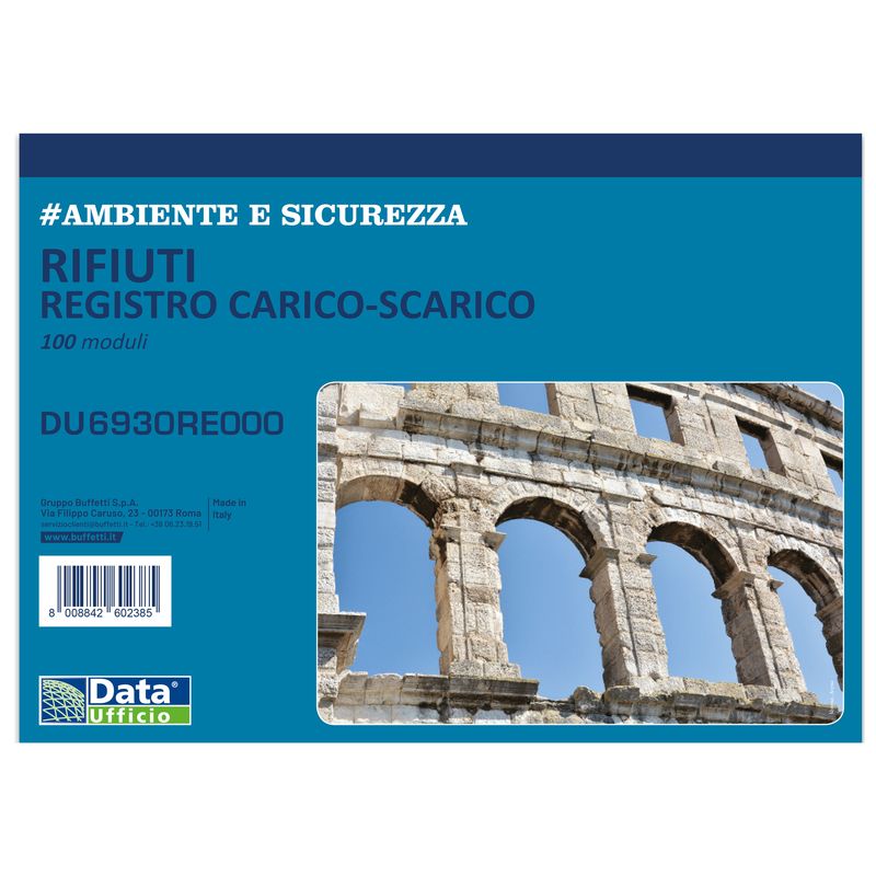 Registro carico/scarico rifiuti - 100 copie - 29,7 x 21,5 cm - DU6930RE000 RENTRI - Data Ufficio DATA UFFICIO Registro carico/scarico rifiuti - 100 copie - 29,7 x 21,5 cm - DU6930RE000 RENTRI - Data Ufficio DATA UFFICIO