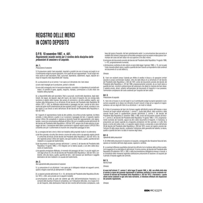 Registro merci in deposito - 31 x 24,5cm - 50 fogli - Edipro EDIPRO
