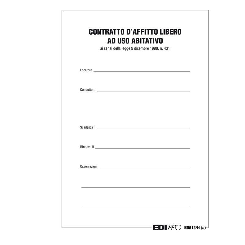 Fascicolo contratto di locazione libero - 29,7 x 21cm - Edipro EDIPRO Fascicolo contratto di locazione libero - 29,7 x 21cm - Edipro EDIPRO