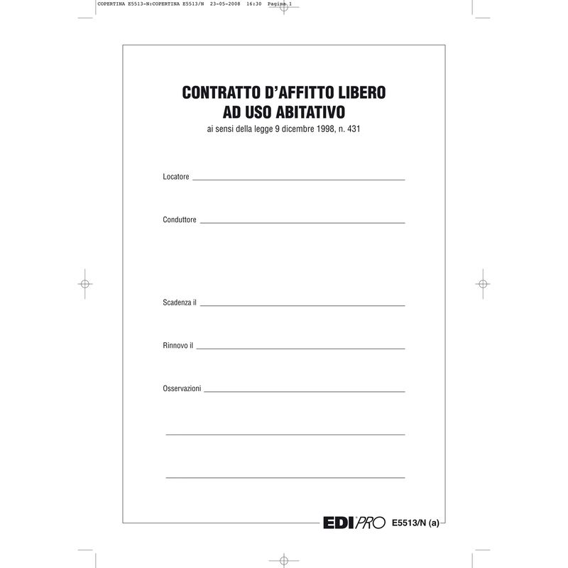Fascicolo contratto di locazione libero - 29,7 x 21cm - Edipro EDIPRO