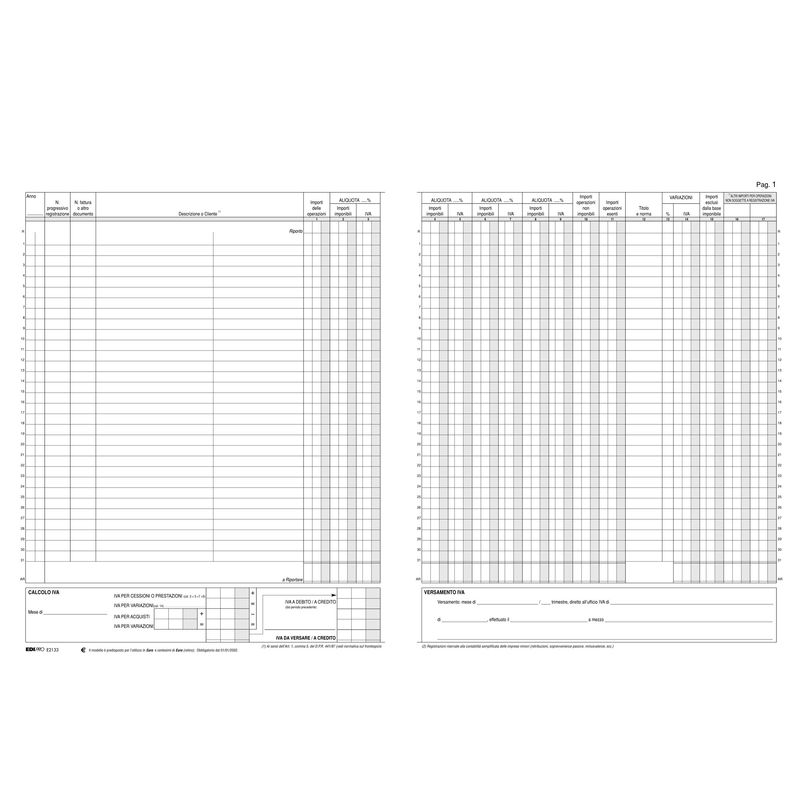 Registro Iva fatture - 31 x 24,5cm - 22pg - numerate - Edipro EDIPRO Registro Iva fatture - 31 x 24,5cm - 22pg - numerate - Edipro EDIPRO