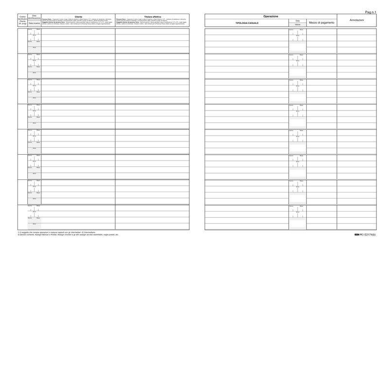 Registro antiriciclaggio per professionisti - 31 x 24cm - 46 fogli - Edipro EDIPRO Registro antiriciclaggio per professionisti - 31 x 24cm - 46 fogli - Edipro EDIPRO