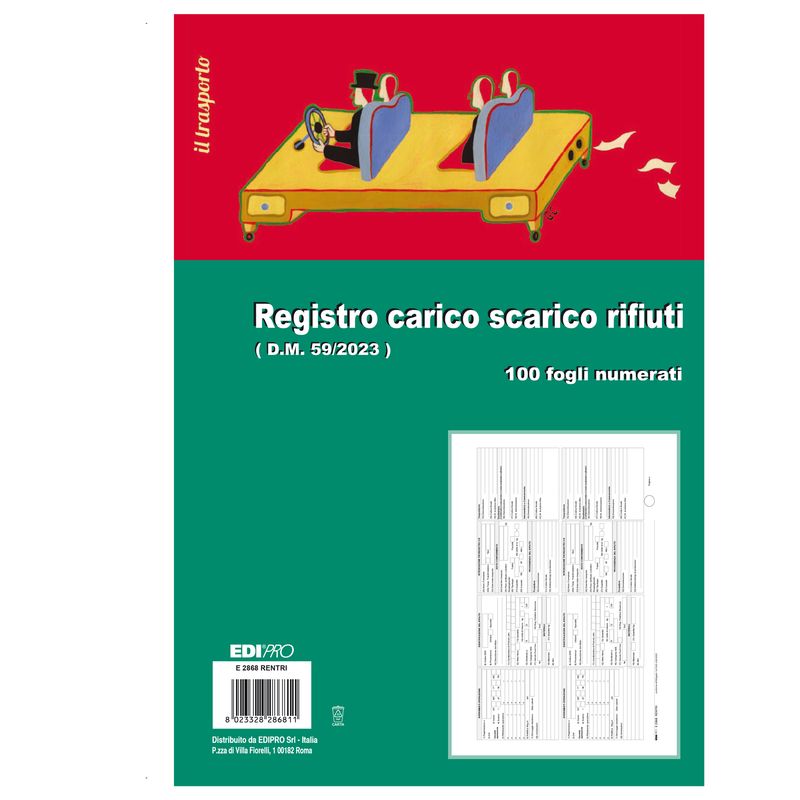 Registro carico/scarico rifiuti - 21,5 x 29,7cm - 100pg - E2868 RENTRI - Edipro EDIPRO Registro carico/scarico rifiuti - 21,5 x 29,7cm - 100pg - E2868 RENTRI - Edipro EDIPRO
