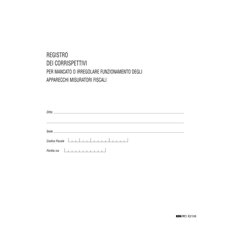 Registro Iva corrispettivi per mancato funzionamento registro cassa - 31 x 24,5cm - 46pg - pagine numerate - Edipro EDIPRO