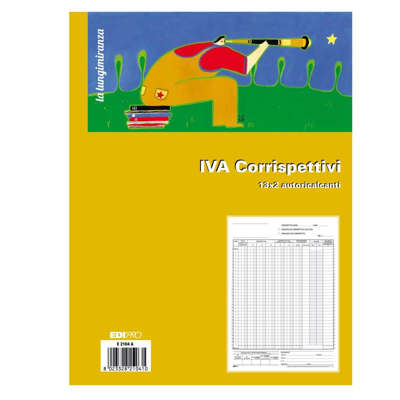 Registro prima nota Iva corrispettivi - 13/13 fogli autoricalcanti - 29,7 x 23cm - Edipro EDIPRO Registro prima nota Iva corrispettivi - 13/13 fogli autoricalcanti - 29,7 x 23cm - Edipro EDIPRO