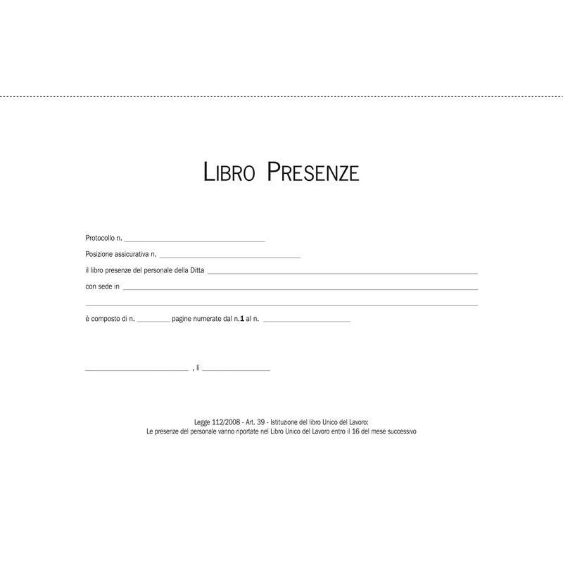 Blocco presenze mensili - 21 x 30cm - 50/50 fogli autoricalcanti - Edipro EDIPRO