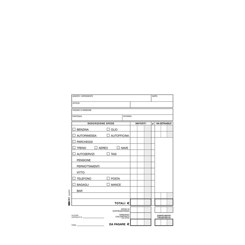 Blocco buste nota spese - 28 x 15cm - Edipro - conf. 25 buste EDIPRO