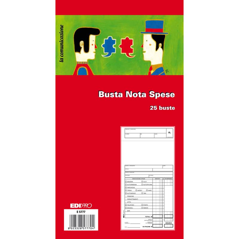 Blocco buste nota spese - 28 x 15cm - Edipro - conf. 25 buste EDIPRO Blocco buste nota spese - 28 x 15cm - Edipro - conf. 25 buste EDIPRO