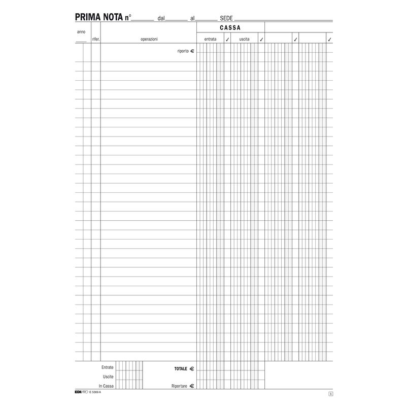 Blocco prima nota cassa - 50/50 fogli autoricalcanti - 31 x 21cm - Edipro EDIPRO