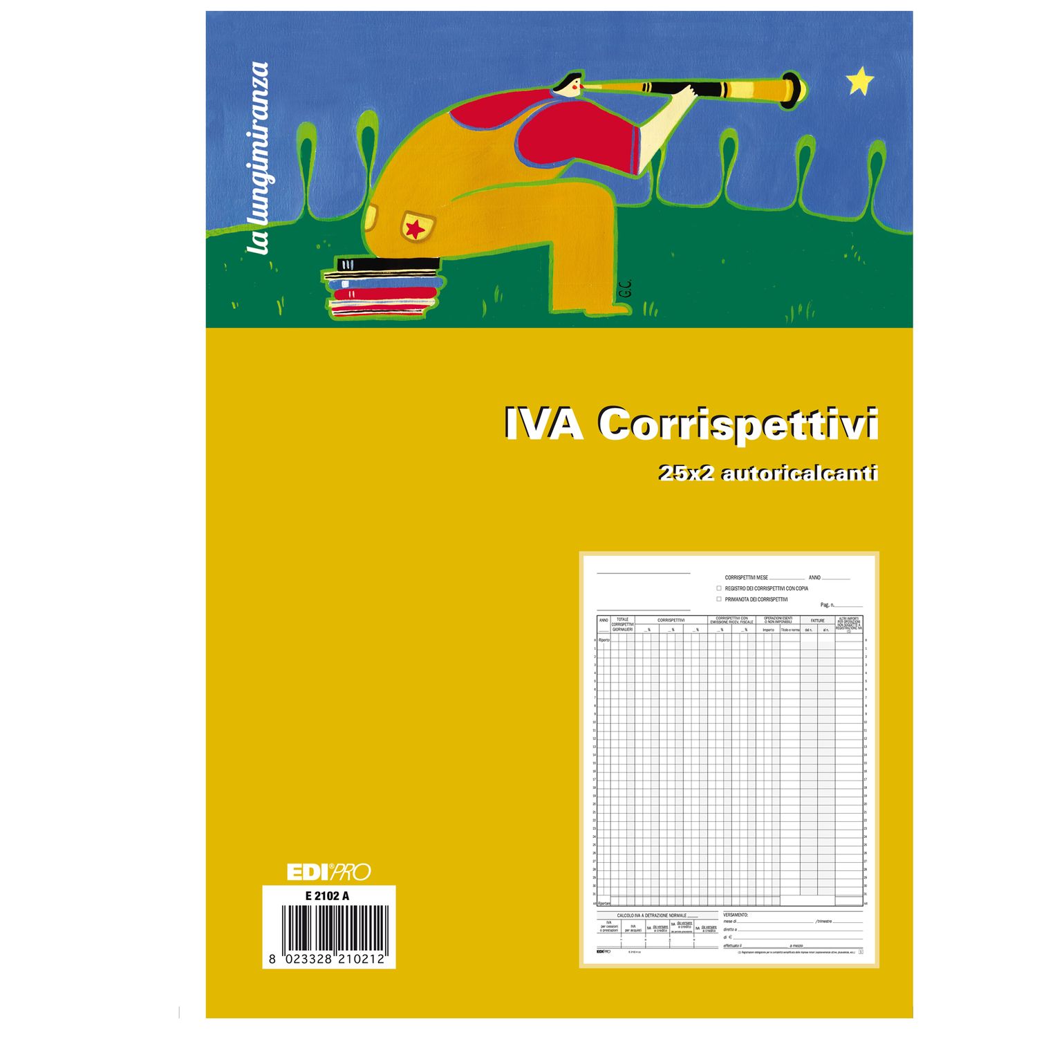 Registro prima nota Iva corrispettivi - 25/25 fogli autoricalcanti - 29,7 x 23cm - Edipro EDIPRO