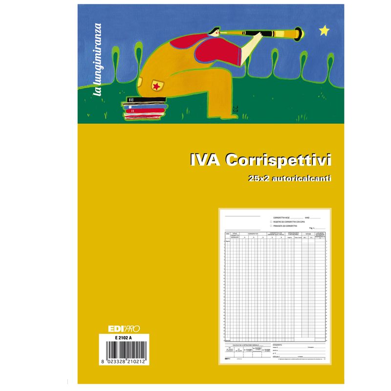 Registro prima nota Iva corrispettivi - 25/25 fogli autoricalcanti - 29,7 x 23cm - Edipro EDIPRO Registro prima nota Iva corrispettivi - 25/25 fogli autoricalcanti - 29,7 x 23cm - Edipro EDIPRO