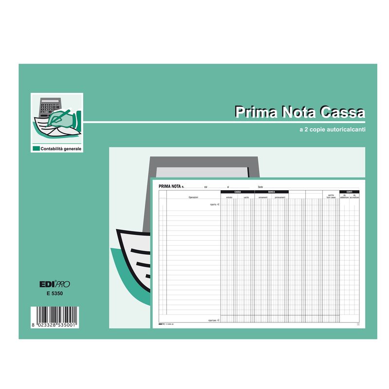 Blocco prima nota cassa/banca - 50/50 fogli autoricalcanti - 22 x 30cm - Edipro EDIPRO Blocco prima nota cassa/banca - 50/50 fogli autoricalcanti - 22 x 30cm - Edipro EDIPRO
