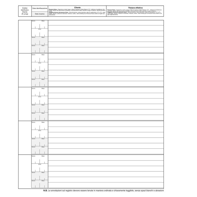 Registro antiriciclaggio operatori non finanziari - 31 x 24 - 96 fogli - Edipro EDIPRO Registro antiriciclaggio operatori non finanziari - 31 x 24 - 96 fogli - Edipro EDIPRO