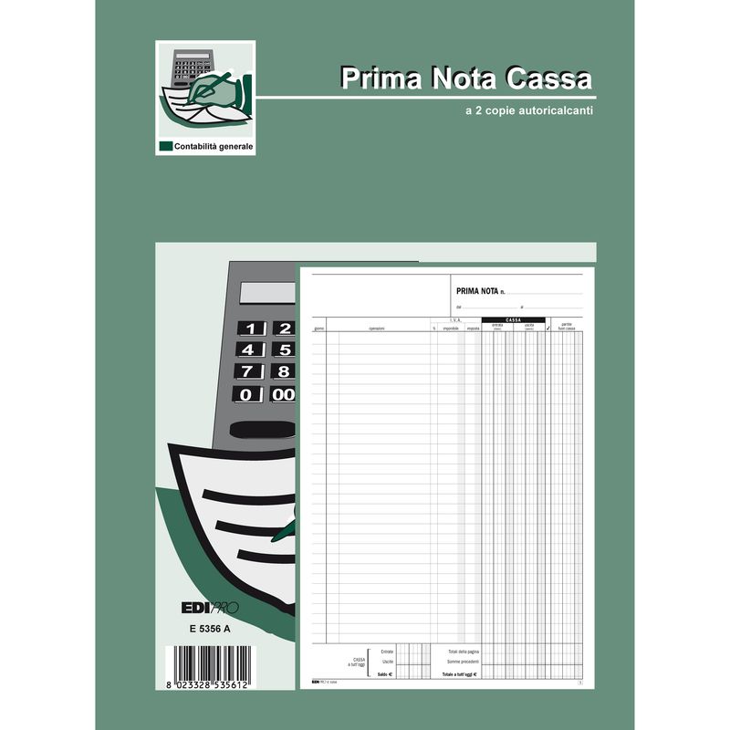 Blocco prima nota cassa entrate/uscite/Iva - 50/50 fogli autoricalcanti - 31 x 21cm - Edipro EDIPRO Blocco prima nota cassa entrate/uscite/Iva - 50/50 fogli autoricalcanti - 31 x 21cm - Edipro EDIPRO