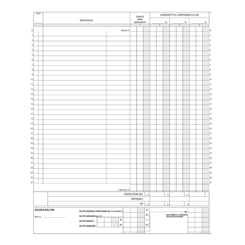 Registro Iva corrispettivi - 31 x 24,5cm - 15pg - numerate - Edipro EDIPRO
