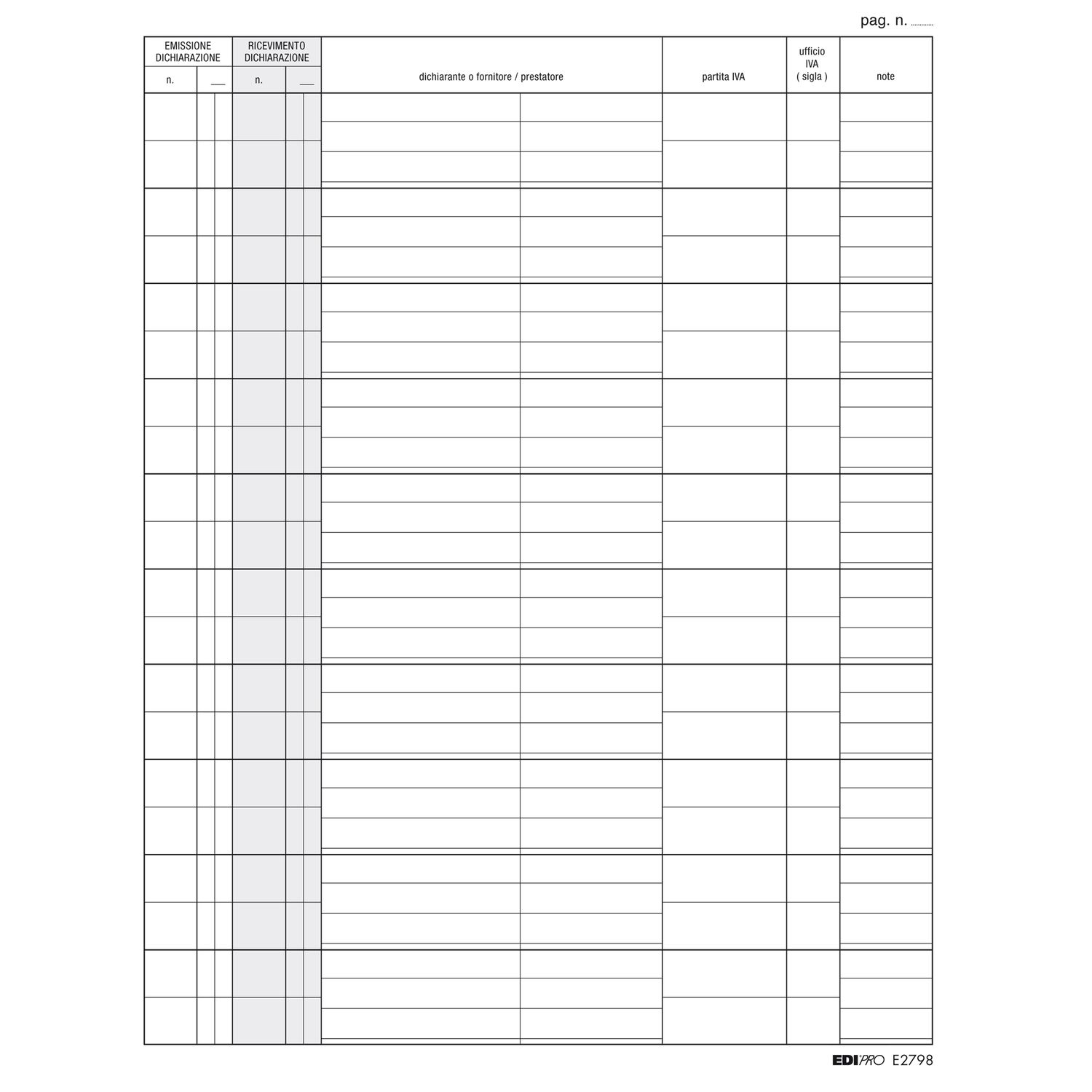Registro dichiarazione esportatori - 31 x 24cm - 100 fogli - Edipro EDIPRO