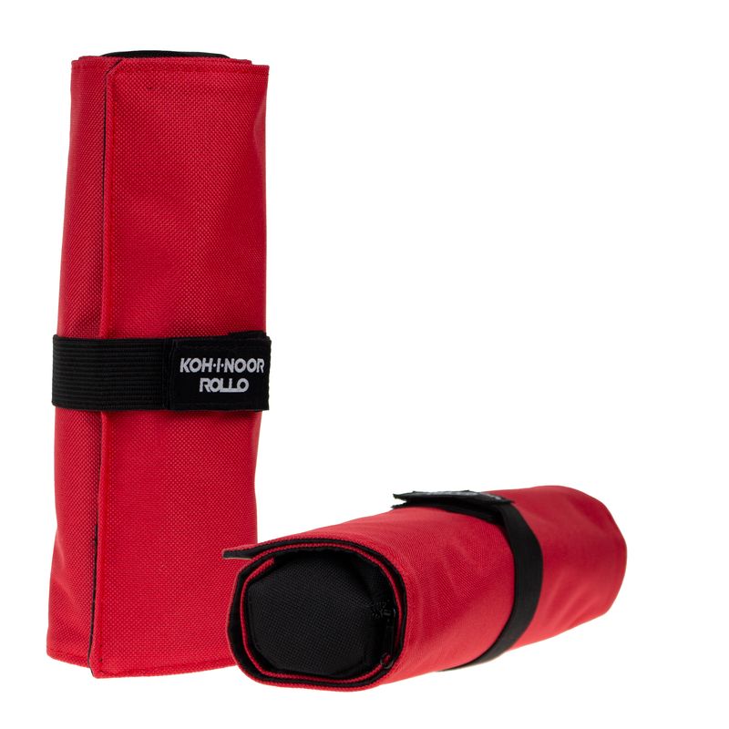 Astuccio arrotolabile Roller - con astuccio zip interno - 24 scomparti - 7,5 x 21,5 cm - tessuto - rosso - Koh.I.Noor KOH.I.NOOR