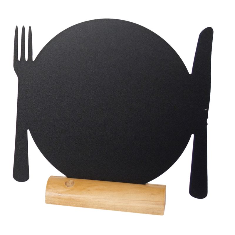 Lavagna da tavolo Silhouette - 24 x 25 cm - forma piatto - nero - Securit SECURIT