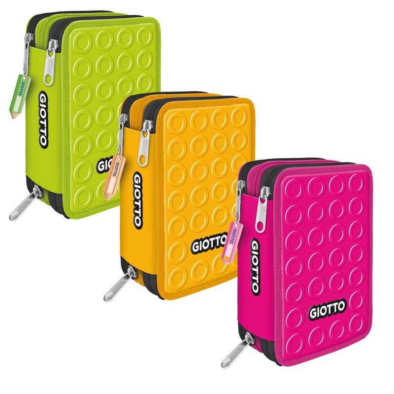 Astuccio 3 zip collezione Stilnovo - 19,5 x 7,5 x 12,9 cm - PL- colori neon assortiti - Giotto GIOTTO