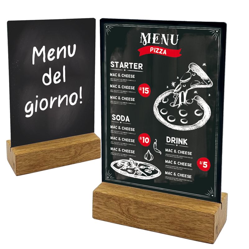 Lavagna da tavolo scrivibile - con base in legno massello - A5 - 15 x 21 x 5 cm - nero - Lebez LEBEZ