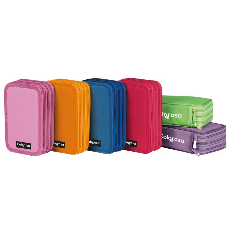 Astuccio Colors 3 zip - 13 x 20 x 7,5 cm - tessuto - colori assortiti - Colorosa Colorosa