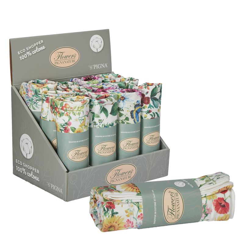 Shopper Nature Flowers - 42x38,5 cm - eco cotone - fantasie assortite - Pigna PIGNA