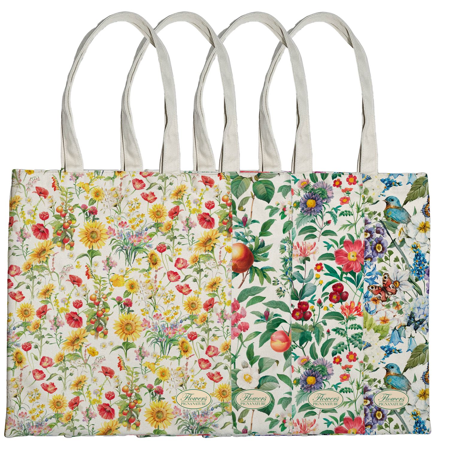 Shopper Nature Flowers - 42x38,5 cm - eco cotone - fantasie assortite - Pigna PIGNA