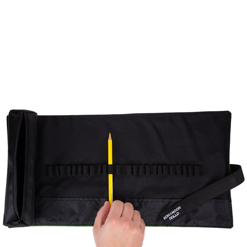 Astuccio arrotolabile Roller - con astuccio zip interno - 24 scomparti - 7,5 x 21,5 cm - tessuto - nero - Koh.I.Noor KOH.I.NOOR