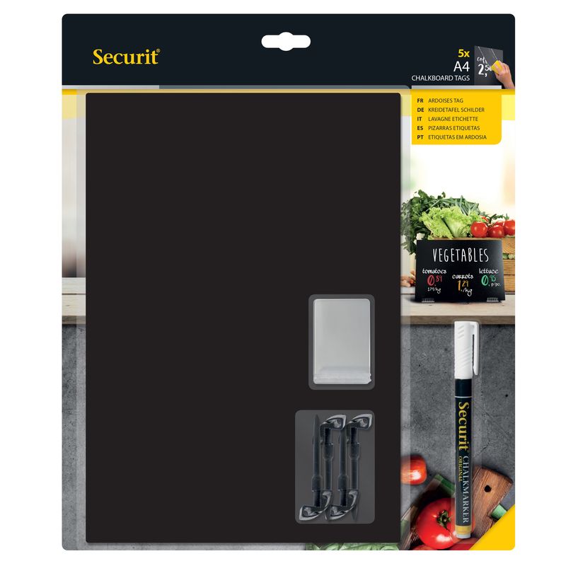 Tag - 21 x 29,7 cm (A4) - nero - Securit - set 5 pezzi SECURIT