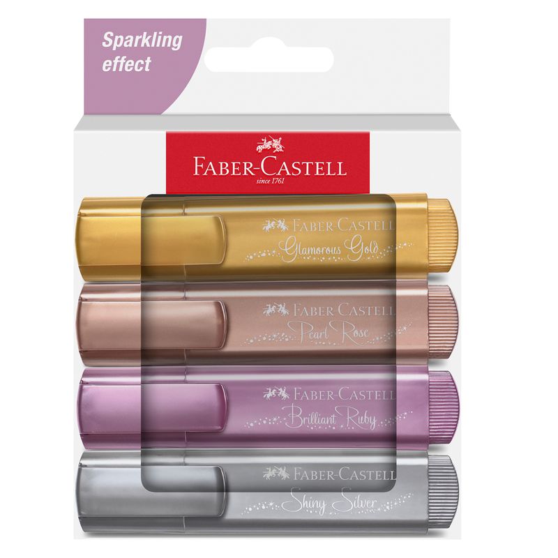 Evidenziatore Textliner 46 - punta a scalpello - colori assortiti metallic - Faber-Castell - astuccio 4 colori FABER-CASTELL