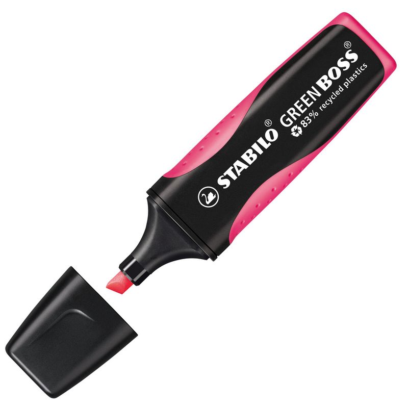 Evidenziatore Green Boss - punta a scalpello - tratto 2 - 5 mm - rosa 56 - 83% plastica riciclata - Stabilo STABILO