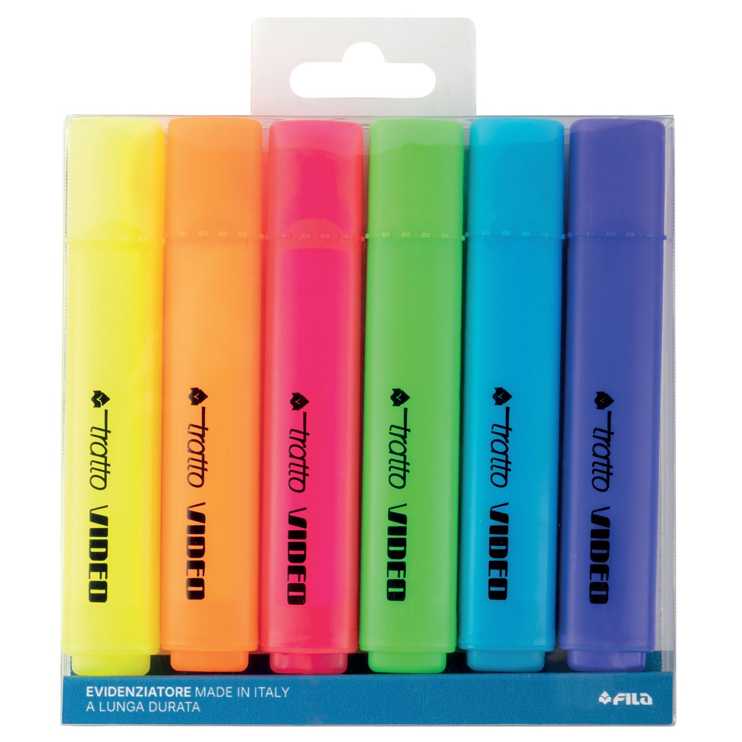 Evidenziatore Tratto Video - punta a scalpello - tratto da 1,0-5,0mm - astuccio 6 colori - Tratto TRATTO